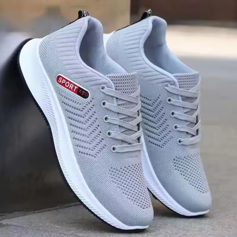 Men Casual Shoes Breathable Walking Mesh Lace Up Flat Shoes Sneakers