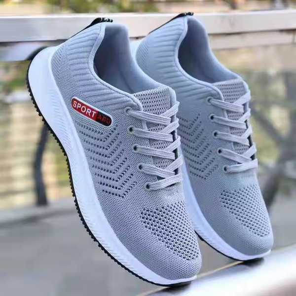 Men Casual Shoes Breathable Walking Mesh Lace Up Flat Shoes Sneakers