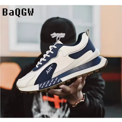 Men Luxury Chunky Sneakers Fashion Casual Genuine Leather Cowhide Mesh Breathable Height Increased Flat Platform Running Shoes