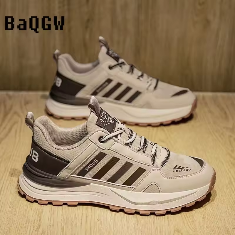 Striped Design Sport Shoes for Men Casual Shoe Four Seasons Thick Bottom Chunky Sneakers High Quality Waterproof Man Sneakers