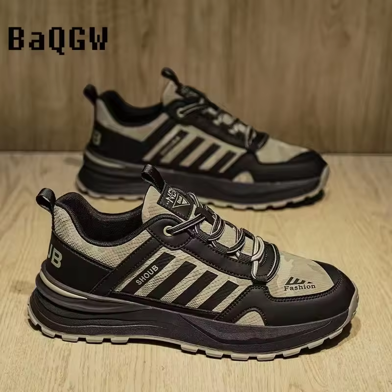 Striped Design Sport Shoes for Men Casual Shoe Four Seasons Thick Bottom Chunky Sneakers High Quality Waterproof Man Sneakers