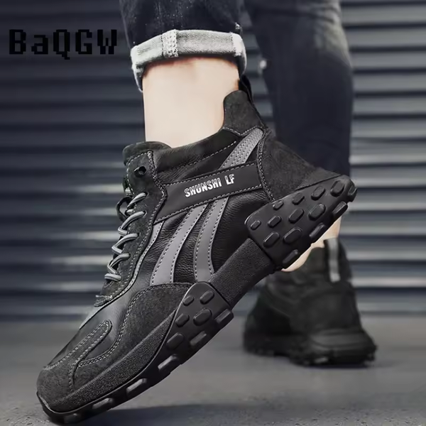 Luxury Fashion Men's Winter High-tops Furry Sneakers Snow Boots Warm Comfortable Outdoor Sport Running Designer Student Lace-up