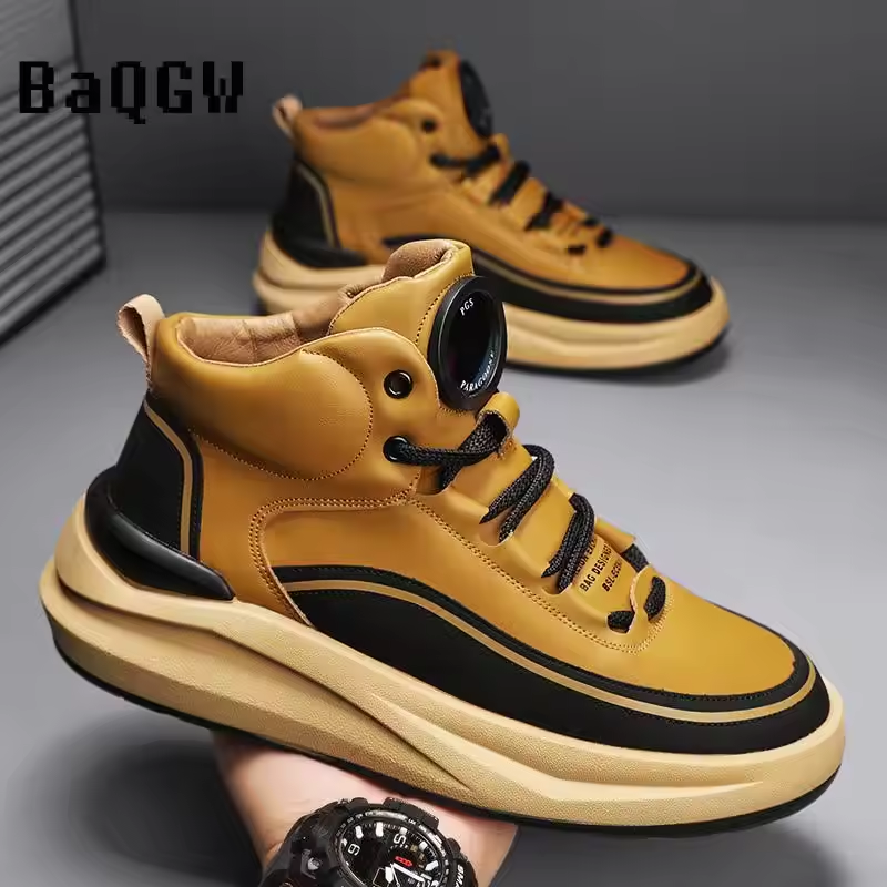 Fashion High-tops Sneakers Autumn Winter Designer Mens Running Sport Shoes Outdoor Skate Shoes Student Luxury Lace-up Non-slip