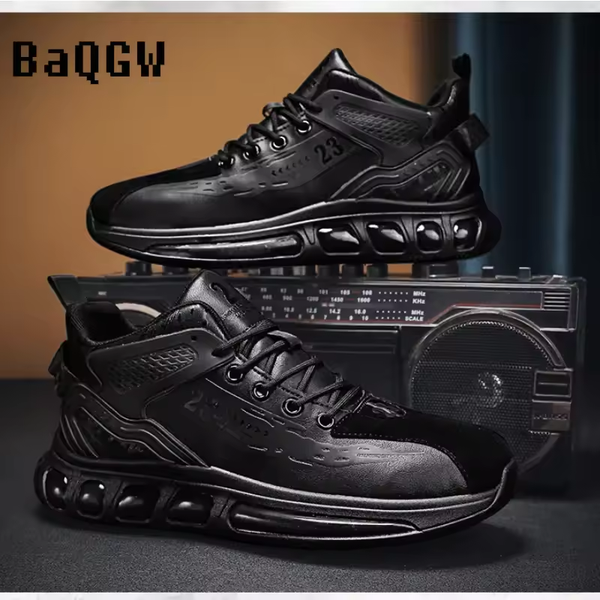 Autumn Men's Designer Leather Mesh Casual Sneakers Fashion Versatile Comfortable Outdoor Running Sport Shoes Breathable Non-slip