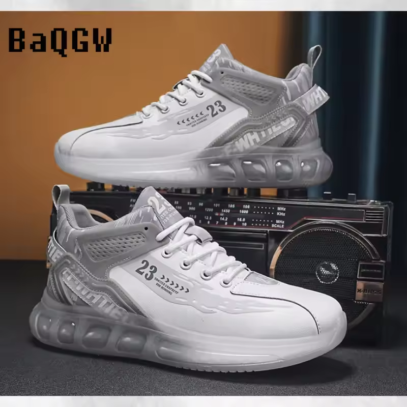 Autumn Men's Designer Leather Mesh Casual Sneakers Fashion Versatile Comfortable Outdoor Running Sport Shoes Breathable Non-slip