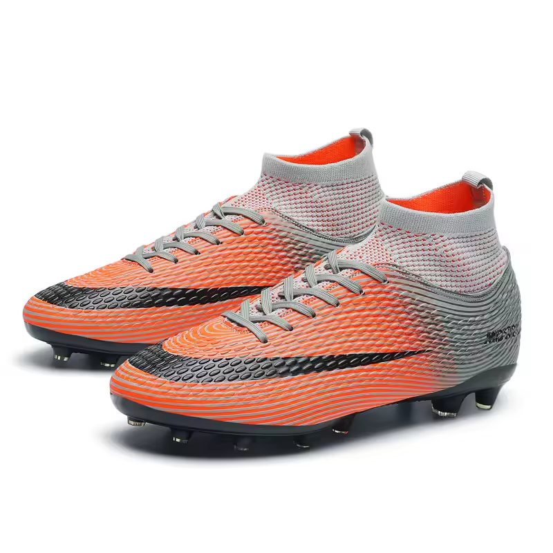 Competition High Top Artificial Grass Men AG TF Soccer Boots Unisex Long Spikes Hard Grip Cleats Football Sport Sneakers