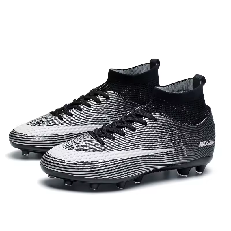 Competition High Top Artificial Grass Men AG TF Soccer Boots Unisex Long Spikes Hard Grip Cleats Football Sport Sneakers