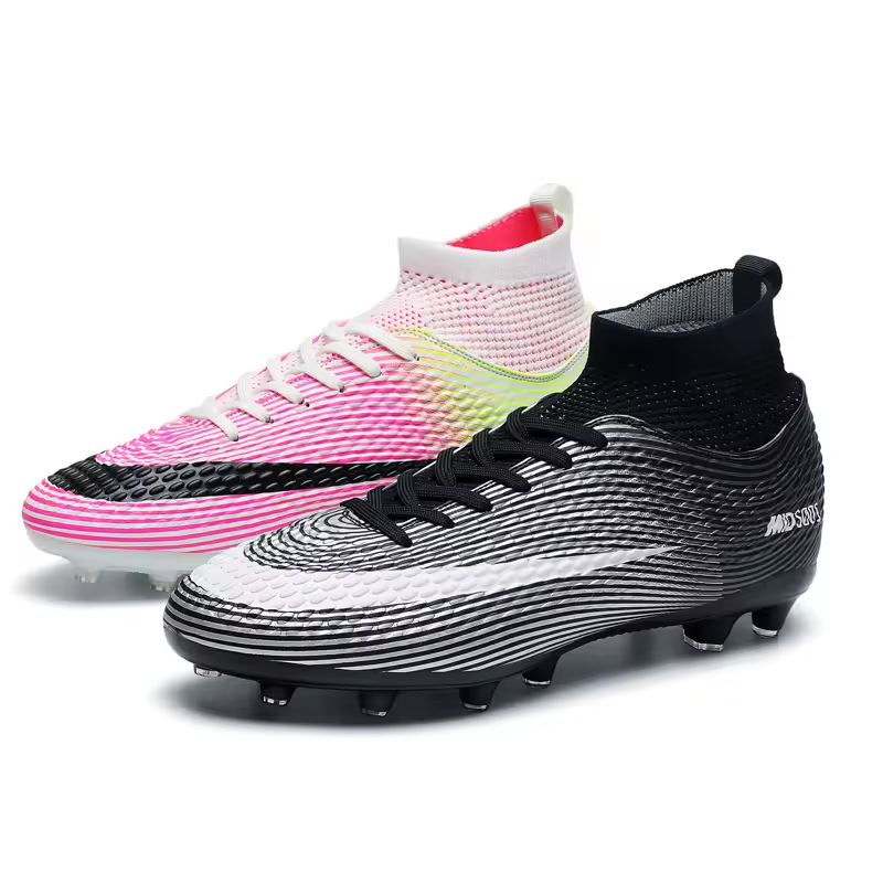 Competition High Top Artificial Grass Men AG TF Soccer Boots Unisex Long Spikes Hard Grip Cleats Football Sport Sneakers