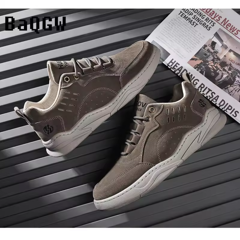 Spring Autumn Men's Casual Sneakers Comfortable Breathable Mens Leather Sport Shoes Outdoor Running Student Lace-up Non-slip