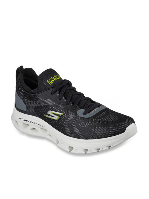 Skechers Men's GO RUN GLIDE-STEP FLEX-RADAR Black Lime Running Shoes