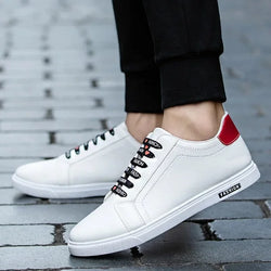 White Men Leather Sneakers Designer Flats Male Casual Shoes