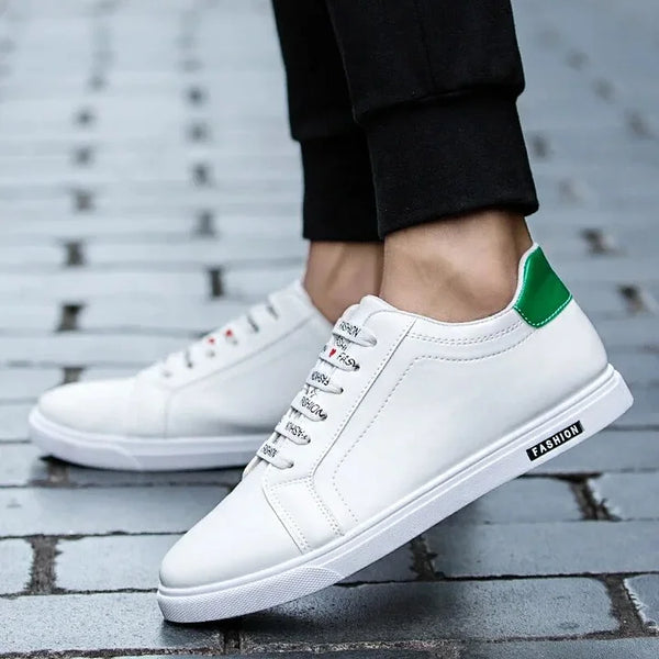 White Men Leather Sneakers Designer Flats Male Casual Shoes