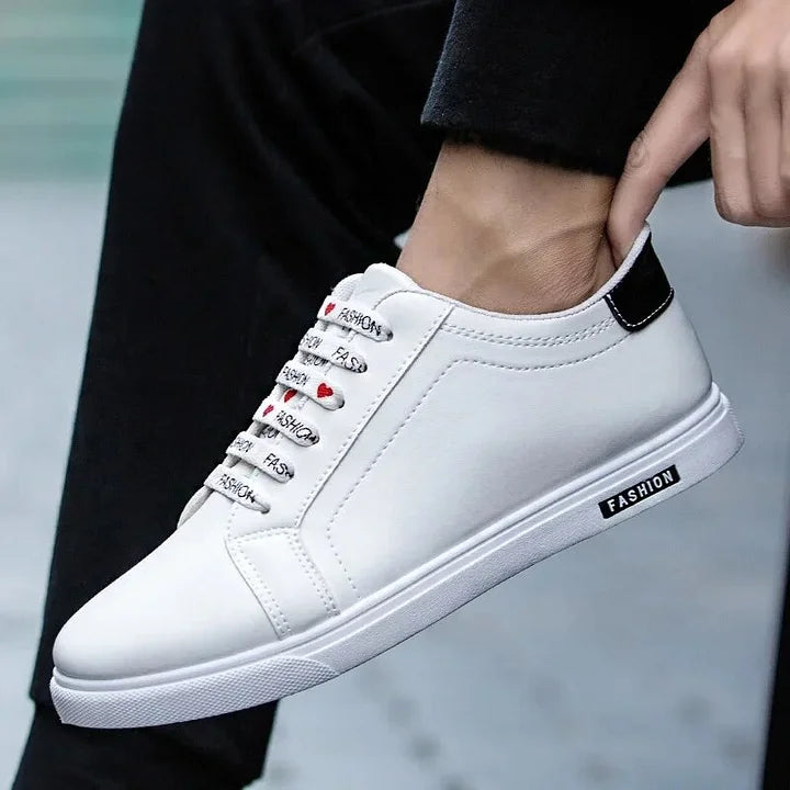 White Men Leather Sneakers Designer Flats Male Casual Shoes