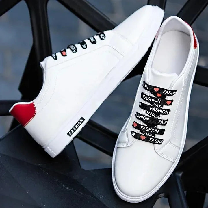 White Men Leather Sneakers Designer Flats Male Casual Shoes