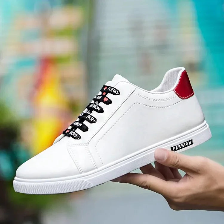 White Men Leather Sneakers Designer Flats Male Casual Shoes