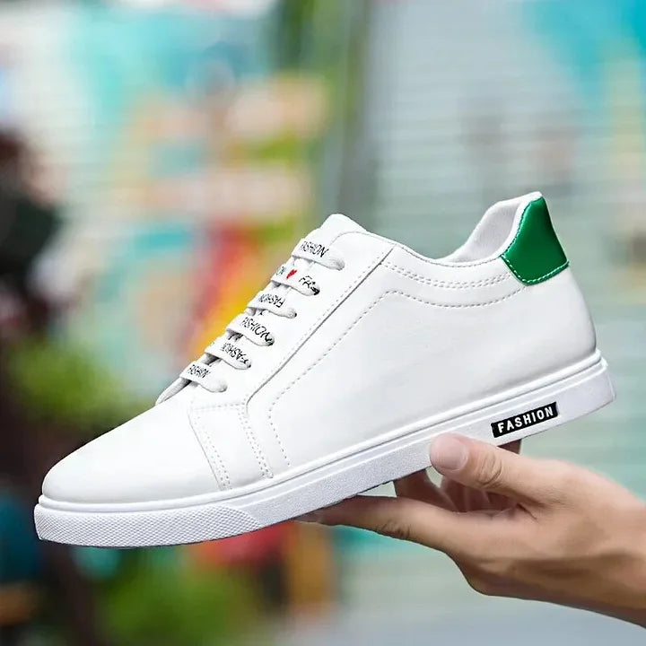 White Men Leather Sneakers Designer Flats Male Casual Shoes