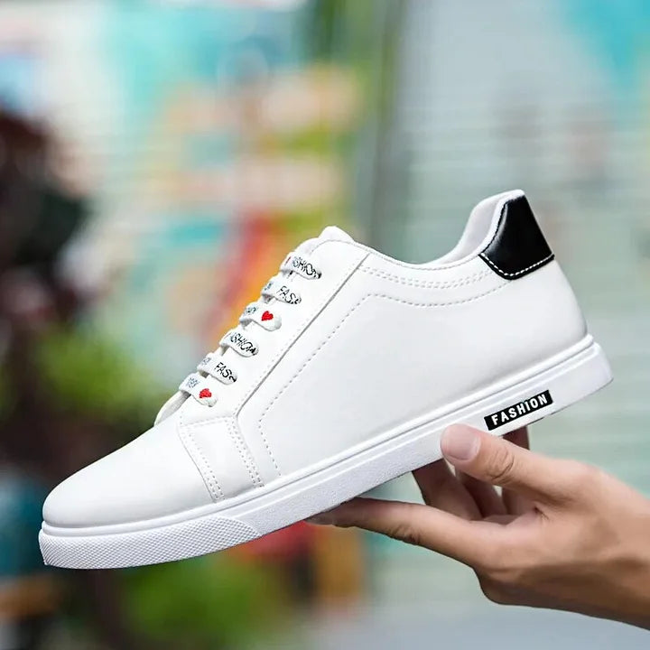 White Men Leather Sneakers Designer Flats Male Casual Shoes