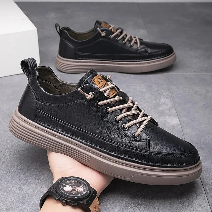 Mingyejia Classic Men's Sneakers Platform Slip on Casual Shoes for Men Leather Sneakers New Comfort Flat Shoes Spring Men's Loafers Shoes